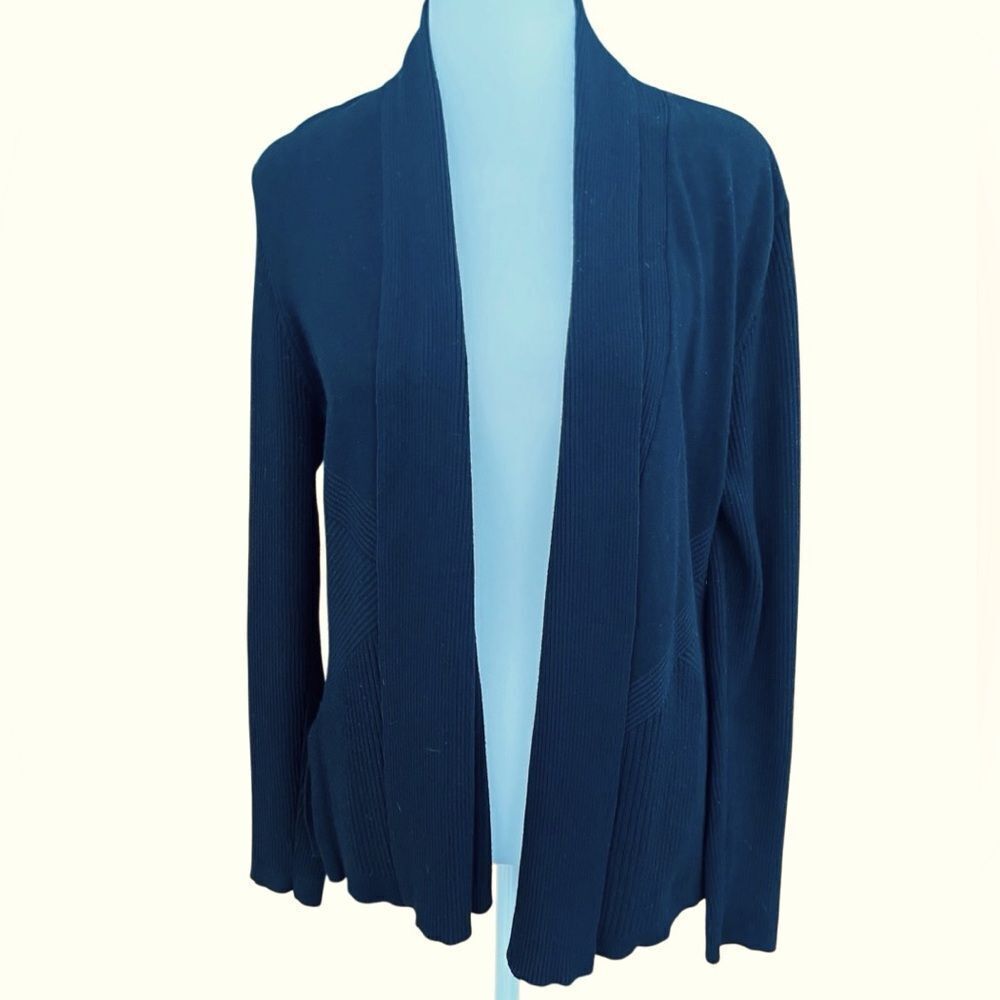 89th & Madison Stitch Fix black ribbed open front cardigan sweater size Medium.